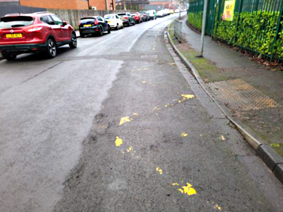 A school street without road markings